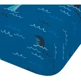 Plava dječja plahta s gumom za krevet za jednu osobu 90x190 cm Jawsome Shark –