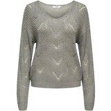 Jacqueline De Yong Puloverji JDYBADUT L/S V-NECK STRUC GLITT PULL KNT 15302387 Siva Cene