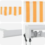 vidaXL Samodejna retraktibilna tenda oranžna in bela 450x300 cm | Shoptok.si