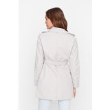 Trendyol Stone Belted Button Closure Fit Pattern Trench Coat | Shoptok.si
