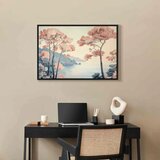  Slika - Landscape with the Ocean Cliffs and Trees in Delicate Pink Shades 90x60 U crnom drvenom okviru | shoptok.hr