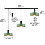  Luster na sajli HAKI 3xE27/60W/230V zelena/crna | Eponuda.com