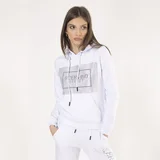 ženski duks sa kapuljačom i cirkonima beli
