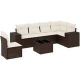 vidaXL 7-dijelni set vrtnih sofa od poliratana s jastucima smeđi | shoptok.hr