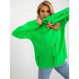Fashion Hunters Fluo green oversize sweater with holes and long sleeves | Shoptok.si