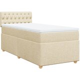 vidaXL Box spring postelja z vzmetnico krem 100x200 cm blago, (21291584) | Shoptok.si