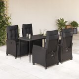 vidaXL 5-dijelni vrtni blagovaonski set s jastucima od poliratana crni | shoptok.hr