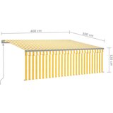  Avtomatska tenda s senčilom LED + senzor 4x3 m rumena in bela, (20702670) | Shoptok.si
