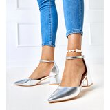 Gemre Silver block heel ankle strap shoes Keris | Shoptok.si