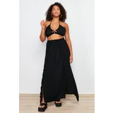 Trendyol Curve Black Maxi Woven Tasseled Beach Skirt