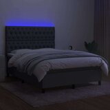  Box spring postelja z vzmetnico LED temno siva 140x200 cm blago, (20724044) | Shoptok.si