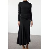 Trendyol Black Fitted Stand Collar Long Sleeve Flexible Maxi Knit Dress | Shoptok.si