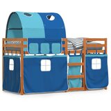 vidaXL Krevet na kat sa zavjesama plavi 90x190 cm od masivne borovine | shoptok.hr