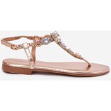 Boto Womens sandals on flat heel with crystals rose gold Fiolalia | shoptok.hr
