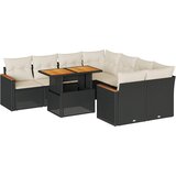  9-dijelni set vrtnih sofa s jastucima crni od poliratana bagrem | shoptok.hr
