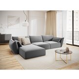 Mazzini Sofas Svetlo siva žametna kotna sedežna garnitura z ležalnikom (levi kot) Vanda – | Shoptok.si