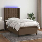  Krevet box spring s madracem LED tamnosmeđi 80 x 200 cm tkanina | shoptok.hr