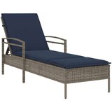 vidaXL Ležaljka za sunčanje s jastukom siva 63x200x81 cm poli ratan (samo za SAD) | shoptok.hr