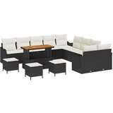 vidaXL 14-delni vrtni sofa set z blazinami črn poli ratan akacija, 2-sedežna vrtna sofa z blazinami črn poli ratan, 4-delni vrtni jedilni set z blazinami črn poli ratan akacija Cene