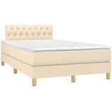 vidaXL Box spring postelja z vzmetnico krem 120x190 cm blago, (21112320) | Shoptok.si