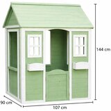 Kinder Home Dečija drvena kućica za igru na otvorenom – baštenska kućica za decu, zelena i bela, 107×90×144 cm | Eponuda.com