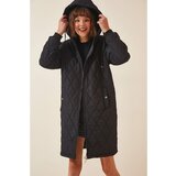 Happiness İstanbul Women's Black Hooded Quilted Coat Cene