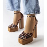 Gemre Brown high block heel pumps Romines Cene