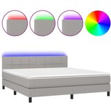  Box spring postelja z vzmetnico LED sv. siva 160x200 cm blago, (20789410) | Shoptok.si