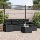 vidaXL 6-dijelni set vrtnih sofa s jastucima crni od poliratana | shoptok.hr
