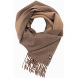 Ombre Double-sided men's checkered scarf with tassels - brown and beige Cene