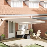 vidaXL Ročno Retraktibilna Tenda z LED Bež 400x300 cm, Zamenjava Tenda za okvir 4x3 m Bež Cene