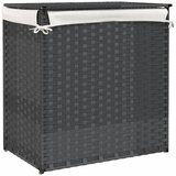  Košara za rublje s 2 odjeljka siva 53 x 35 x 57cm od poliratana | shoptok.hr