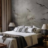  Foto tapeta - Swan flight - abstract landscape of birds over a lake with texture 343x256 Samoljepljiva | shoptok.hr