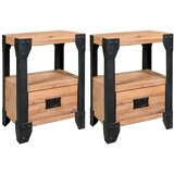 vidaXL noćni ormarići od bagremovog drva i čelika 2 kom 40x30x54 cm Cijene