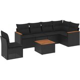  7-dijelni set vrtnih sofa od poliratana s jastucima crni Slike