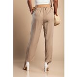 Fenzy Dolge Hlače Z Okrasnim Pasom, Bež | Shoptok.si