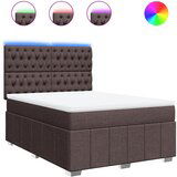 vidaXL Box spring postelja z vzmetnico temno rjav 140x190 cm blago, (21310586) | Shoptok.si