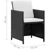  9-dijelni vrtni blagovaonski set od poliratana s jastucima crni | shoptok.hr