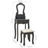 vidaXL Toaletni stolić sa stolcem sivi 50x59x136 cm od drva paulovnije | shoptok.hr