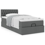 vidaXL Otomanski posteljni okvir z vzmetnico siv 90x200 cm blago | Shoptok.si