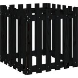 Maison Chic Vrtno korito - Greda - Cvetlični Lonec z ograjico črno 60x60x60 cm trdna borovina, (21789544) Cene