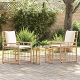  Set vanjskog namještaja 3 pcs Prirodna i krema bijela - Prirodna i kremasto bijela 2x pojedinačna stolica +1x mali stol | shoptok.hr