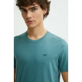 Hollister Co. Bombažna kratka majica moški, turkizna barva