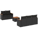  6-dijelni set vrtnih sofa s jastucima crni od poliratana Crna 61.5 x 62 x 69 cm | Shoptok.si