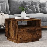 vidaXL Stolić za kavu s LED svjetlima boja dimljenog hrasta 50x49x40cm Cijene