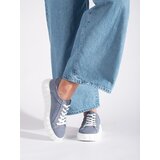 Shelvt Blue suede leather platform shoes | shoptok.hr