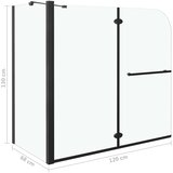  Dvostruka preklopna tuš-kabina ESG 120 x 68 x 130 cm crna | shoptok.hr