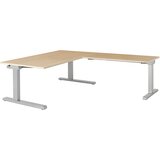 mauser Pisalna miza, s priključkom, ŠxG 1600 x 900 mm, kotni element na desni strani (širina 1200 mm), plošča imitacija javorja, ogrodje aluminijasto | Shoptok.si