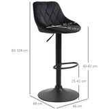  Set 2 barske stolice podesive okretne baršun s naslonom čelik crne | shoptok.hr