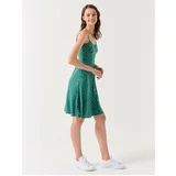 Jimmy Key Emerald Green Strappy Floral Pattern Woven Dress